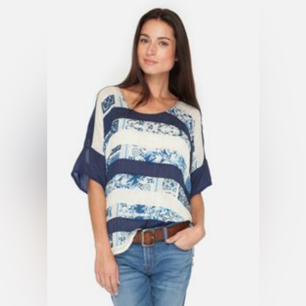 Johnny Was Retreat Stripe Panel Top